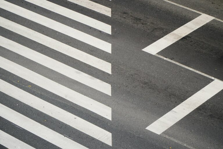 Marked pedestrian crosswalk on a road