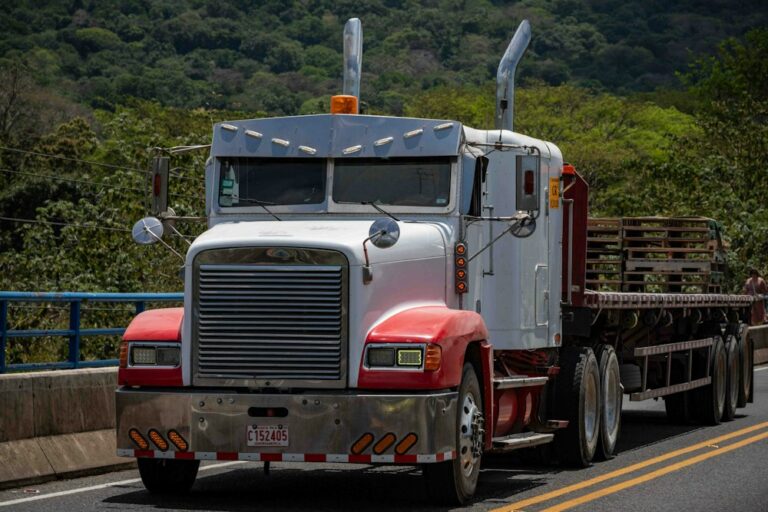 Semi truck traveling on a roadway
