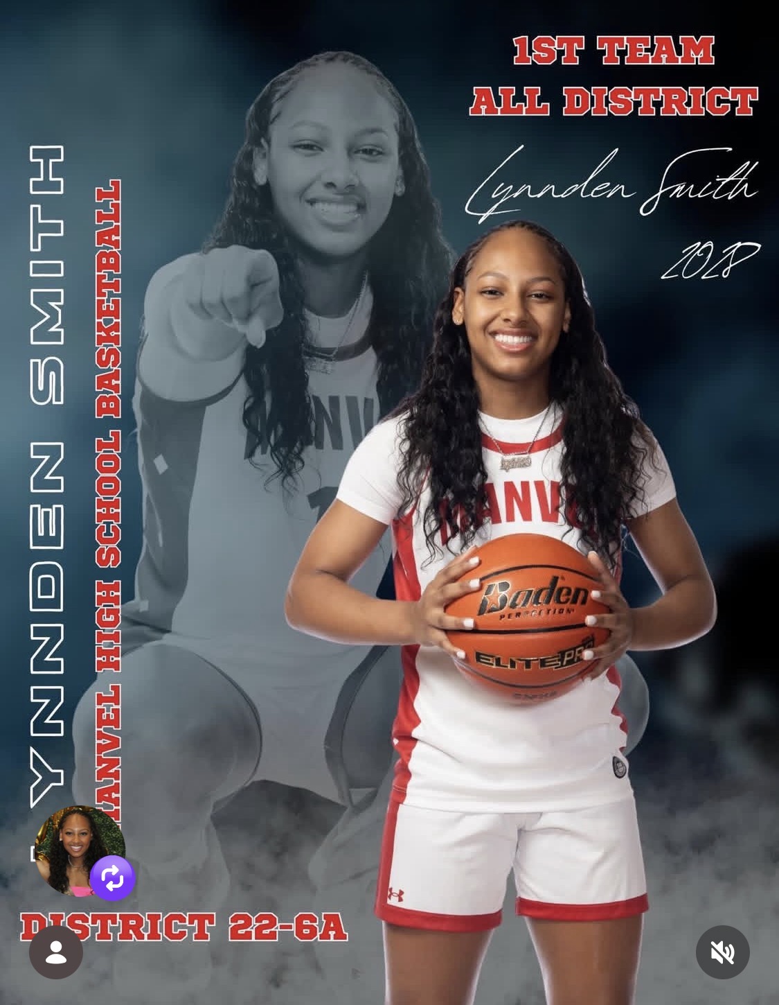 Lynnden Smith first-team all-district basketball recognition graphic